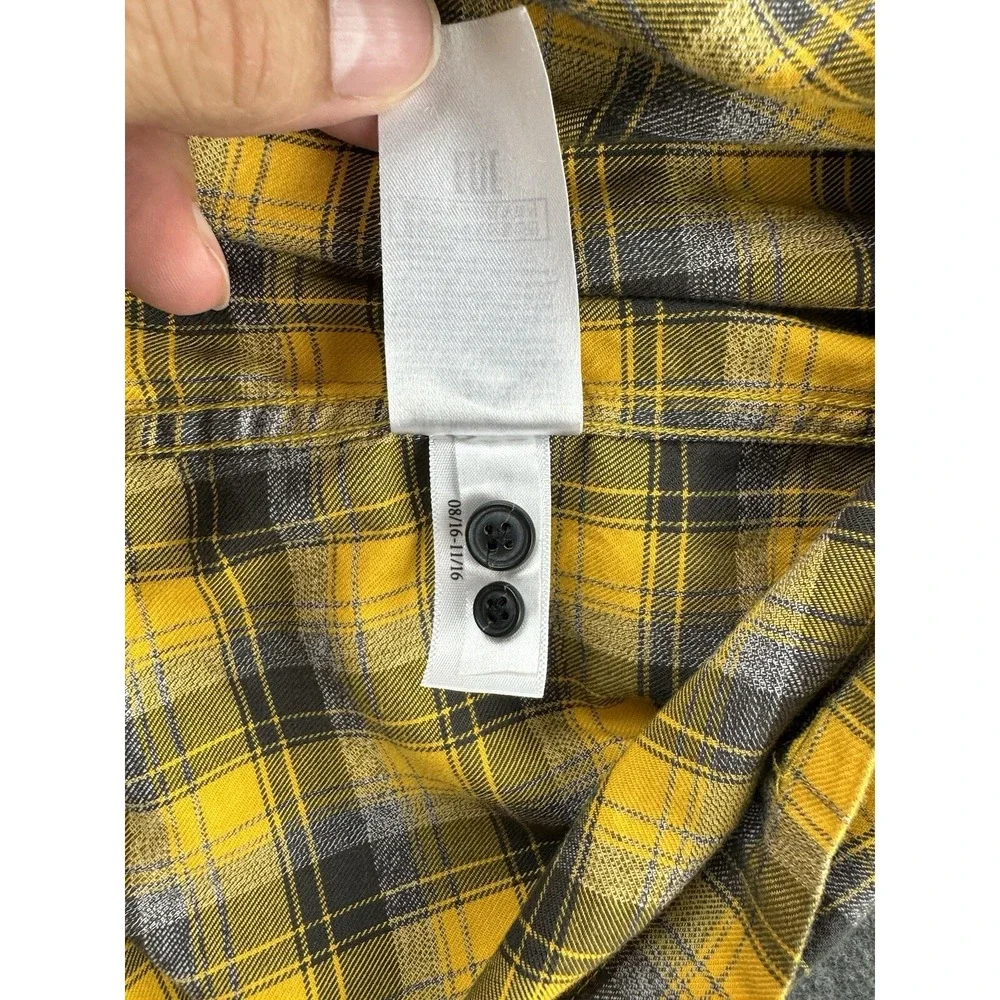 Banana Republic Mens Luxe Flannel Shirt‎ Camden Fit Sz Small Yellow Black Plaid